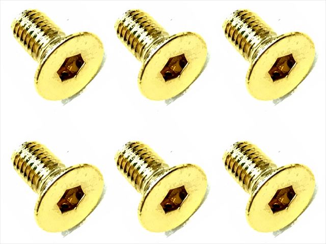 3X6 Stainless Steel Hex Socket Countersunk Screw (6 pcs.) 24K Gold Plated