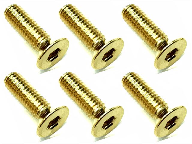 3X10 Stainless Steel Hex Socket Countersunk Screw (6 pcs.) 24K Gold Plated