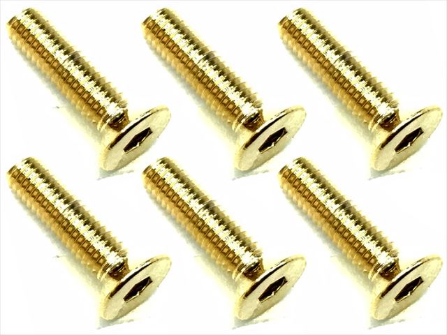 3X12 Stainless Steel Hex Socket Countersunk Screw (6 pcs.) 24K Gold Plated