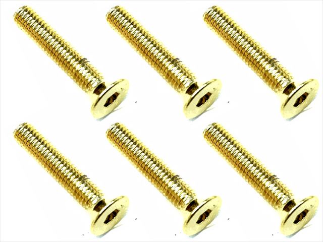 3X16 Stainless Steel Hex Socket Countersunk Screw (6 pcs.) 24K Gold Plated