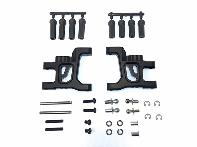 アルミフロント用ワイドサスアーム (タミヤ ワイルドウイリー2用)ブラック Wide suspension arms (for TAMIYA Wild Willy 2) black Aluminum Front