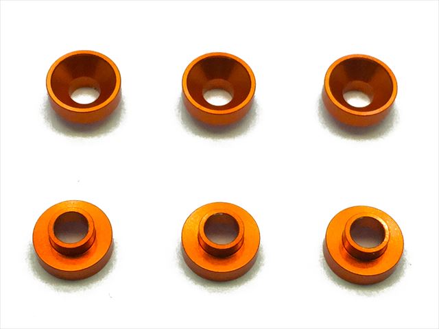 Aluminum With Locating Boss Countersunk Washer Orange 6 pcs.
