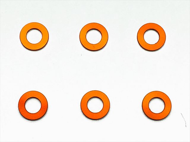 M3 Aluminum Collar φ5.5×3×0.5t (Orange)6 pcs. Aluminum M3 Collars 0.5t (orange) 6pcs.