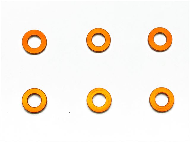 M3 Aluminum Collar φ5.5×3×1.0t (Orange)6 pcs. Aluminum M3 Collars 1.0t (orange) 6pcs.