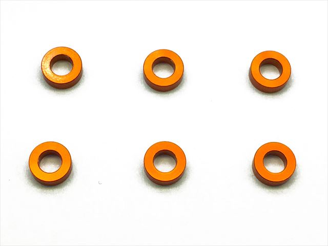 M3 Aluminum Collar φ5.5×3×2.0t (Orange)6 pcs. Aluminum M3 Collars 2.0t (orange) 6pcs.