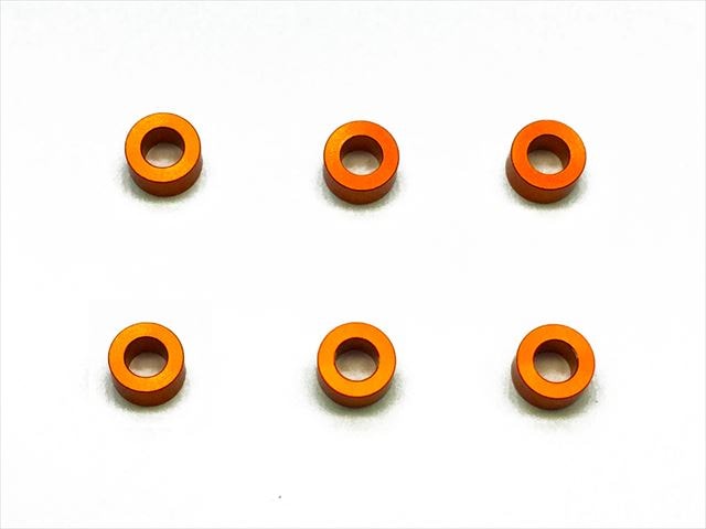 M3 Aluminum Collar φ5.5×3×3.0t (Orange)6 pcs. Aluminum M3 Collars 3.0t (orange) 6pcs.