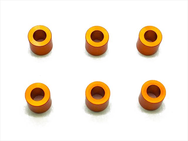 M3 Aluminum Collar φ5.5×3×5.0t (Orange)6 pcs. Aluminum M3 Collars 5.0t (orange) 6pcs.