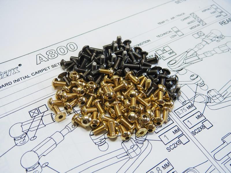 AWESOMATIX A800 チタン&アルミヘックス スクリューセット(ゴールド) AWESOMATIX A800 Titanium & Aluminum hex screw set (gold)