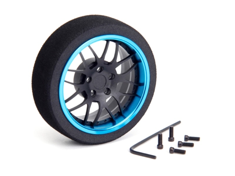 アルミステアリングMFホイール Y-Type (Fブラック/ライトブルーリム) Aluminum steering wheel MF wheel Y-Type (F black/Light blue rim)