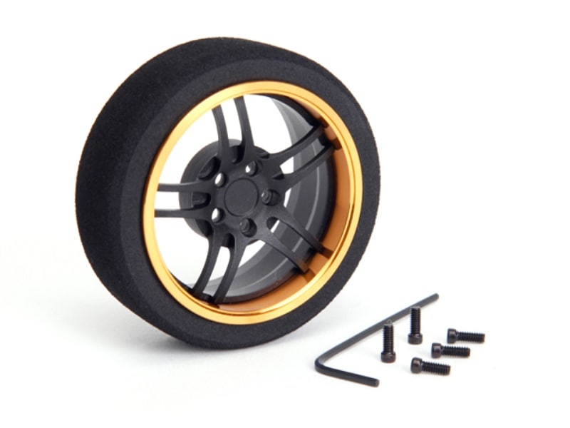 アルミステアリングMFホイール 5-Spoke (Fブラック/ゴールドリム) Aluminum steering wheel MF wheel 5- Spoke (F black/gold rim)