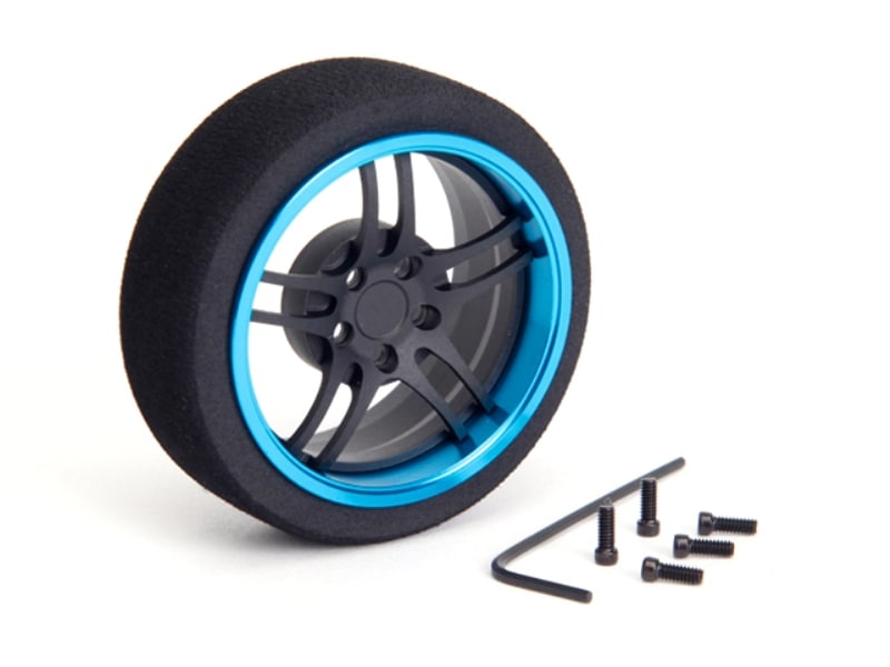 アルミステアリングMFホイール 5-Spoke (Fブラック/ライトブルーリム) Aluminum steering wheel MF wheel 5- Spoke (F black/Light blue rim)