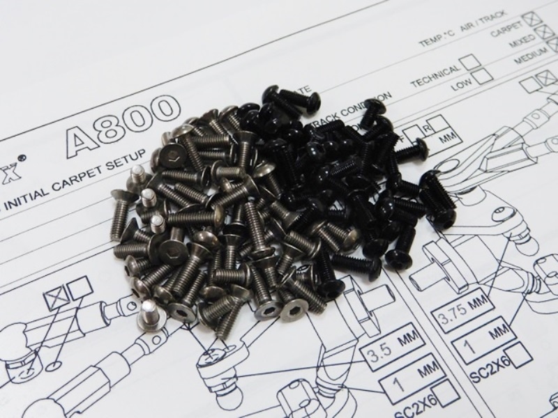 AWESOMATIX A800 チタン&アルミヘックス スクリューセット AWESOMATIX A800 Titanium & Aluminum hex screw set