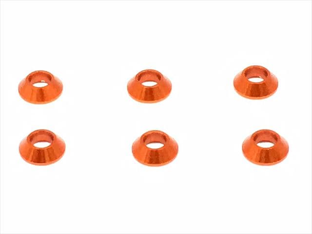 Aluminum M3 Tapered Washer Orange 6pcs Aluminum M3