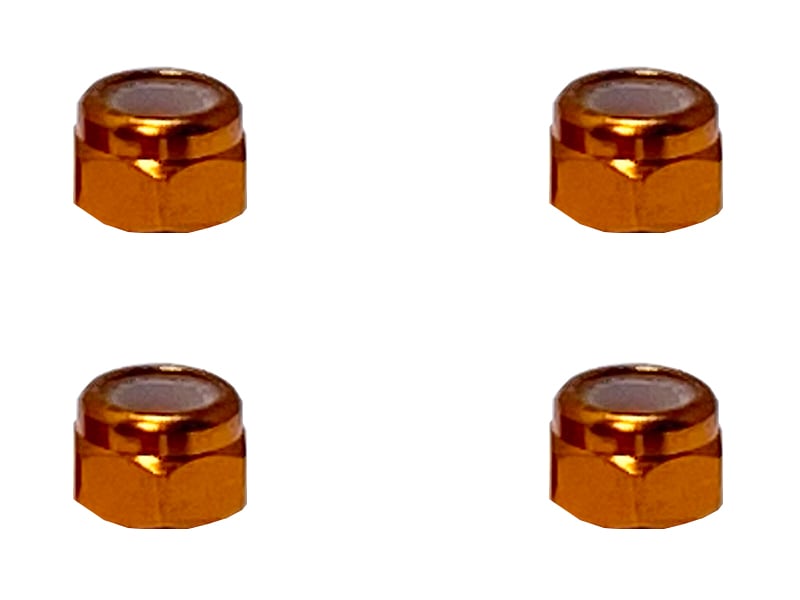 Aluminum Nylon-Insert Nut M3 (Orange) 4pcs Aluminum nylon nut 3mm orange 4 pcs.