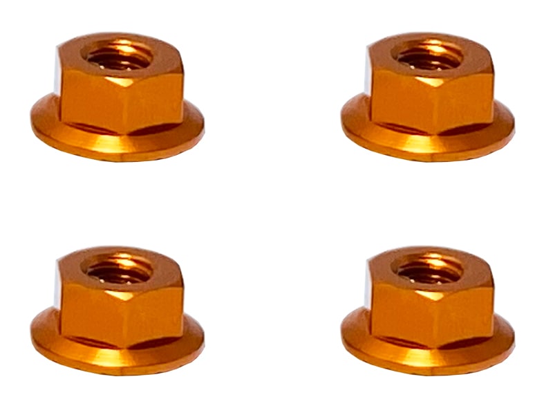 Aluminum Flanged Serrated Nut M4 (Orange)