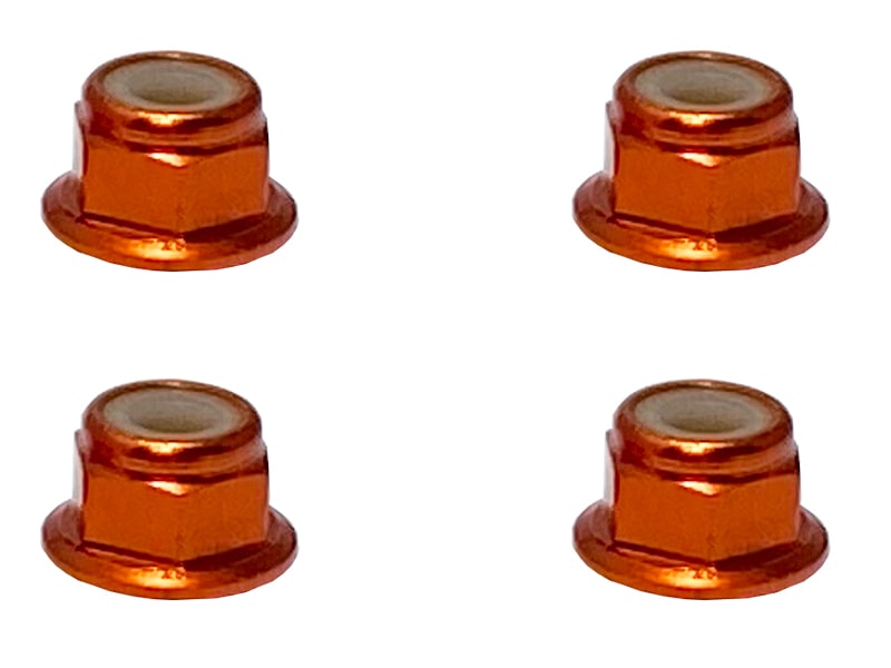 Aluminum Flanged Nylon-Insert Nut M4 (Orange)