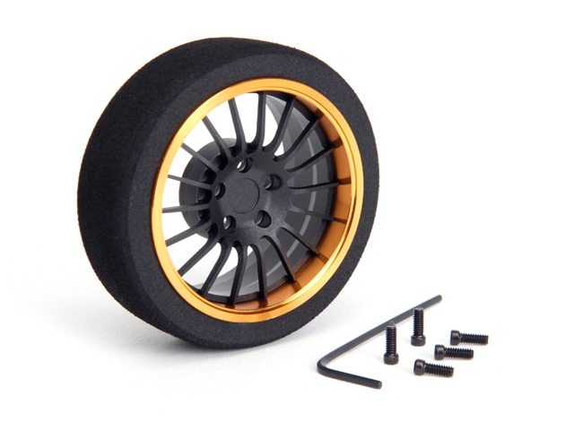 アルミステアリングMFホイール 18-Spoke (Fブラック/ゴールドリム) Aluminum steering wheel MF wheel 18- Spoke (F black/gold rim)
