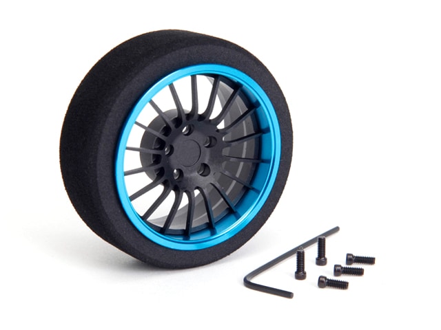 アルミステアリングMFホイール 18-Spoke (Fブラック/ライトブルーリム) Aluminum steering wheel MF wheel 18- Spoke (F black/Light blue rim)