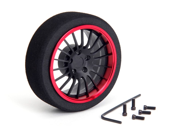 アルミステアリングMFホイール 18-Spoke (Fブラック/レッドリム) Aluminum steering wheel MF wheel 18- Spoke (F black/red rim)