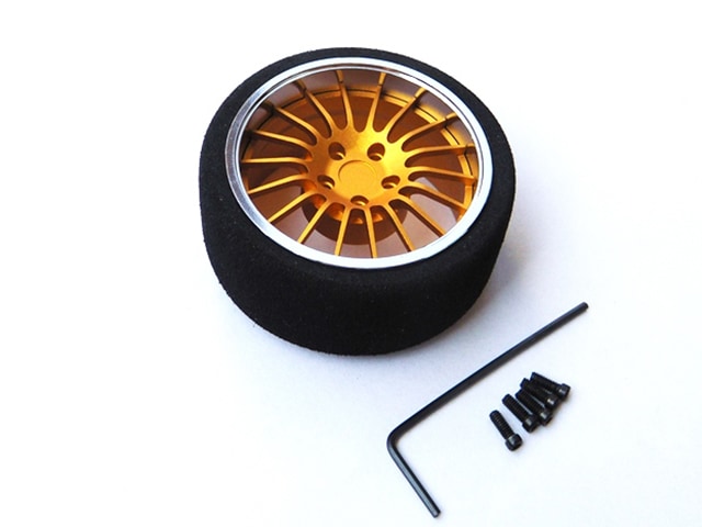 アルミステアリングMFホイール 18-Spoke (Fゴールド/クロームリム) Aluminum steering wheel MF wheel 18- Spoke (F gold/chrome rim)