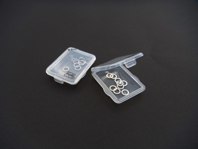 Φ4mmステンレスシムセット(0.1t/0.2t 各10枚入) パーツケース付属 Φ4mm Stainless steel shim Set(0.1t/0.2t Each 10 Pcs. included) Parts case included