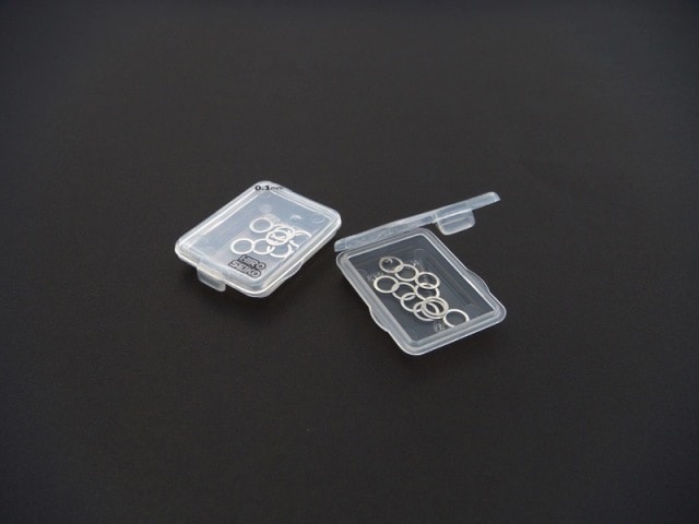 Φ5mmステンレスシムセット(0.1t/0.2t 各10枚入) パーツケース付属 Φ5mm Stainless steel shim Set(0.1t/0.2t Each 10 Pcs. included) Parts case included