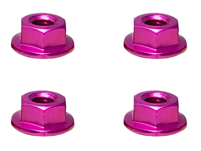 Aluminum Flanged Serrated Nut M4 (Pink) 4pcs