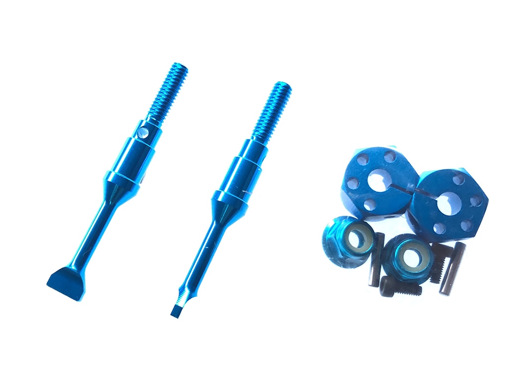 Rear drive shaft with hexagonal hub (for Hex Hub (8mm Width) Included Rear Drive Shaft (Blue) Dancing Rider)(8 mm width)(Blue) TamiyaT3-01