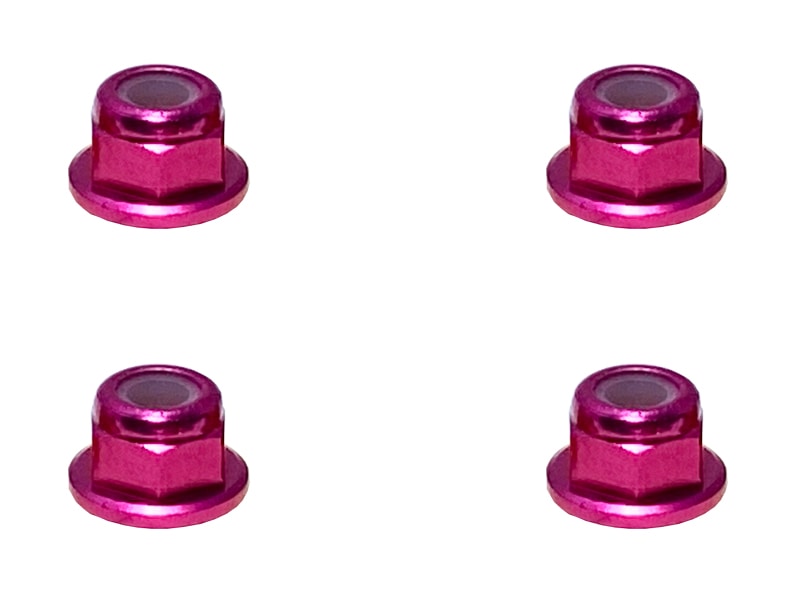 Aluminum Flanged Nylon-Insert Nut M3 (Pink) 4pcs