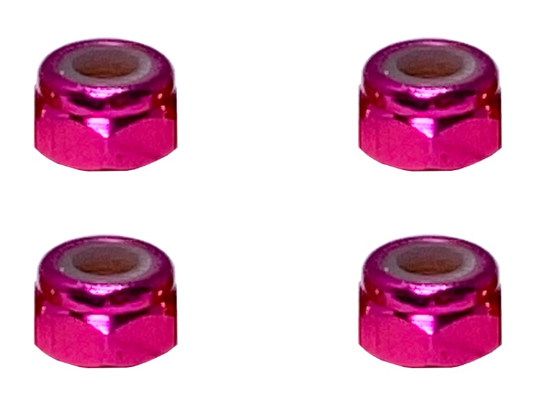 Aluminum Nylon-Insert Nut M4 (Pink) 4pcs