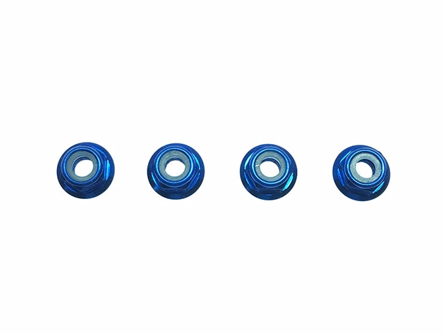 Aluminum M4 Thin Flanged Nylon-Insert Nut (Dark Blue)4pcs M4