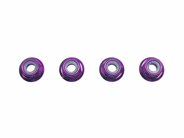 Aluminum M4 Thin Flanged Nylon-Insert Nut (Purple)4pcs M4