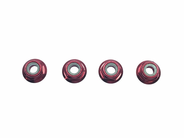 Aluminum M4 Thin Flanged Nylon-Insert Nut (Red)4pcs M4