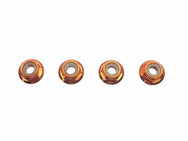 Aluminum M4 Thin Flanged Nylon-Insert Nut (Orange)4pcs M4