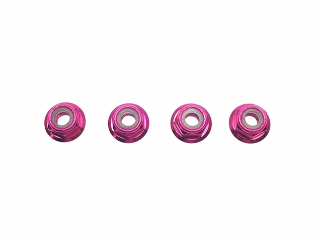 Aluminum M4 Thin Flanged Nylon-Insert Nut (Pink)4pcs M4