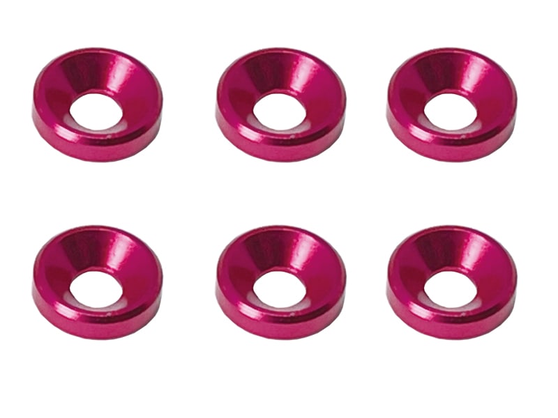 M3 Aluminum Countersunk Washer OD 8mm Pink 6pcs