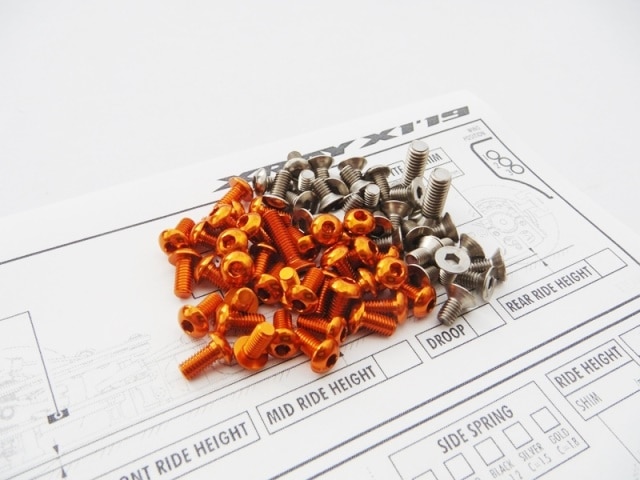 X RAY X1 2019 Titanium & Aluminum Hex Socket Screw Set (Orange)