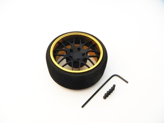 アルミステアリングホイール Y-Type (Fブラック/ゴールドリム)　Aluminum Steering Wheel Fire fox Racing (F-Black/Gold)