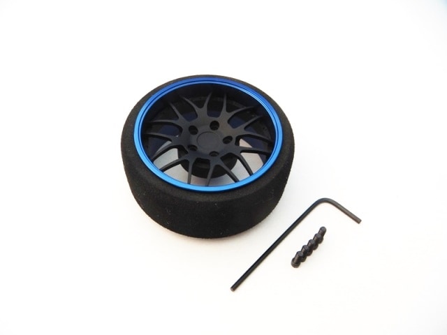 アルミステアリングホイール Y-Type (Fブラック/ブルーリム)　Aluminum Steering Wheel Fire fox Racing (F-Black/Blue)