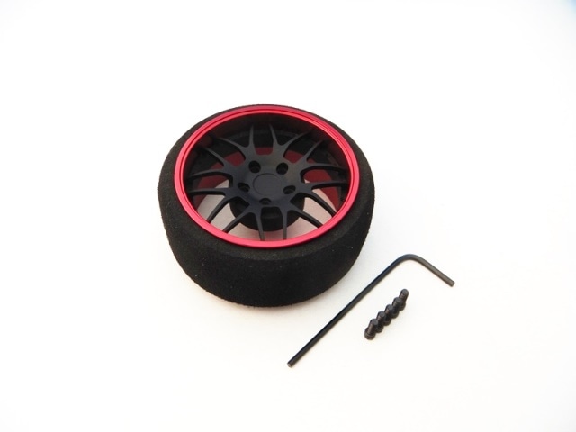 アルミステアリングホイール Y-Type (Fブラック/レッドリム)　Aluminum Steering Wheel Fire fox Racing (F-Black/Red)