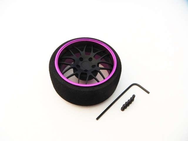 アルミステアリングホイール Y-Type (Fブラック/パープルリム)　Aluminum Steering Wheel Fire fox Racing (F-Black/Purple)