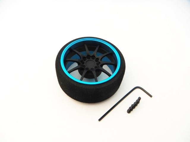 アルミステアリングMFホイール Papi Racing (Fブラック/ライトブルーリム)　Aluminum Steering Wheel Papi Racing (F-Black/Light Blue)