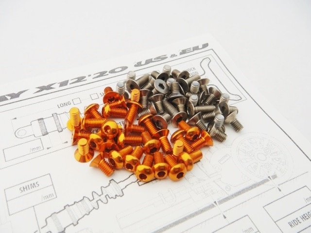 X Ray X12 `20EU/US Titanium & Aluminum Hex Socket Screw Set (Orange) X RAY X1 2020EU/US Titanium &