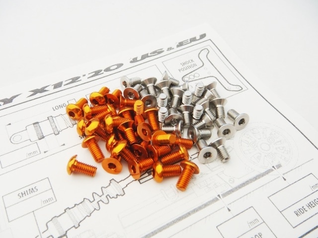 Low-Center-of-Gravity Stainless Steel and Aluminum Hex Socket Screw Set for XRAY X12 '20 EU, Orange