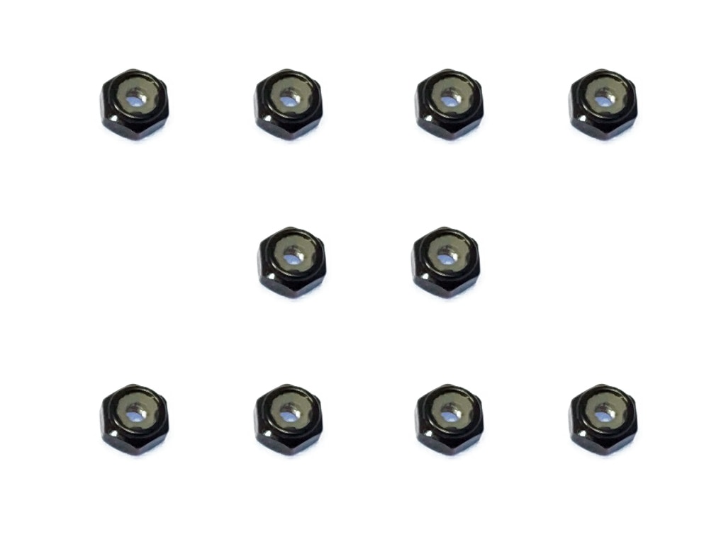 Aluminum Thin Nylon-Insert Nut M2 (Black) 10pcs M2