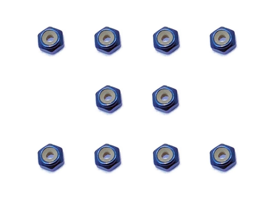Aluminum Thin Nylon-Insert Nut M2 (Dark Blue) 10pcs M2