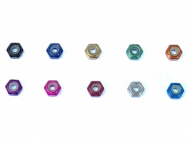Aluminum Thin Nylon-Insert Nut M2(Green) 10pcs M2