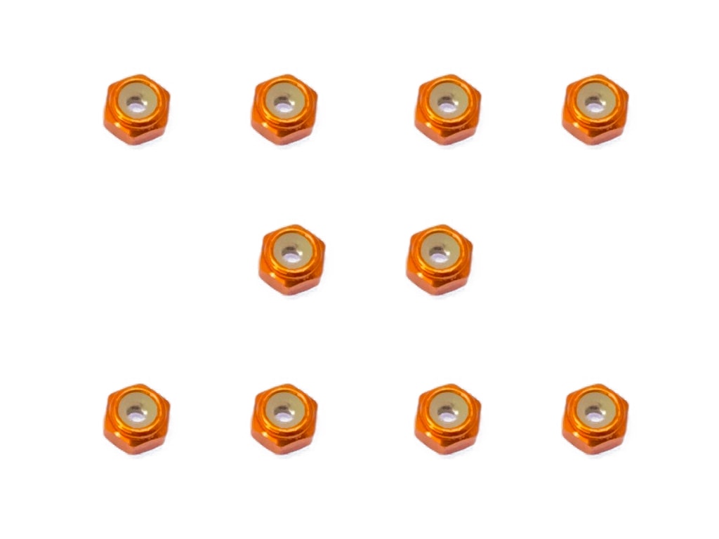 Aluminum Thin Nylon-Insert Nut M2 (Orange) 10pcs M2