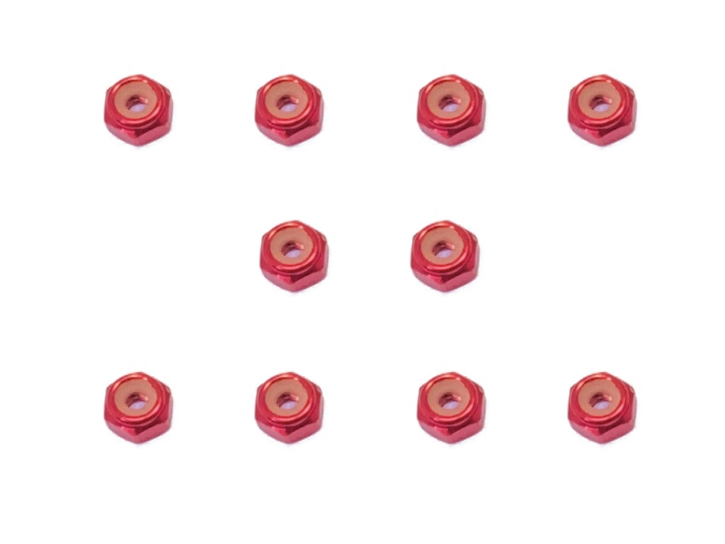 Aluminum Thin Nylon-Insert Nut M2 (Red) 10pcs M2