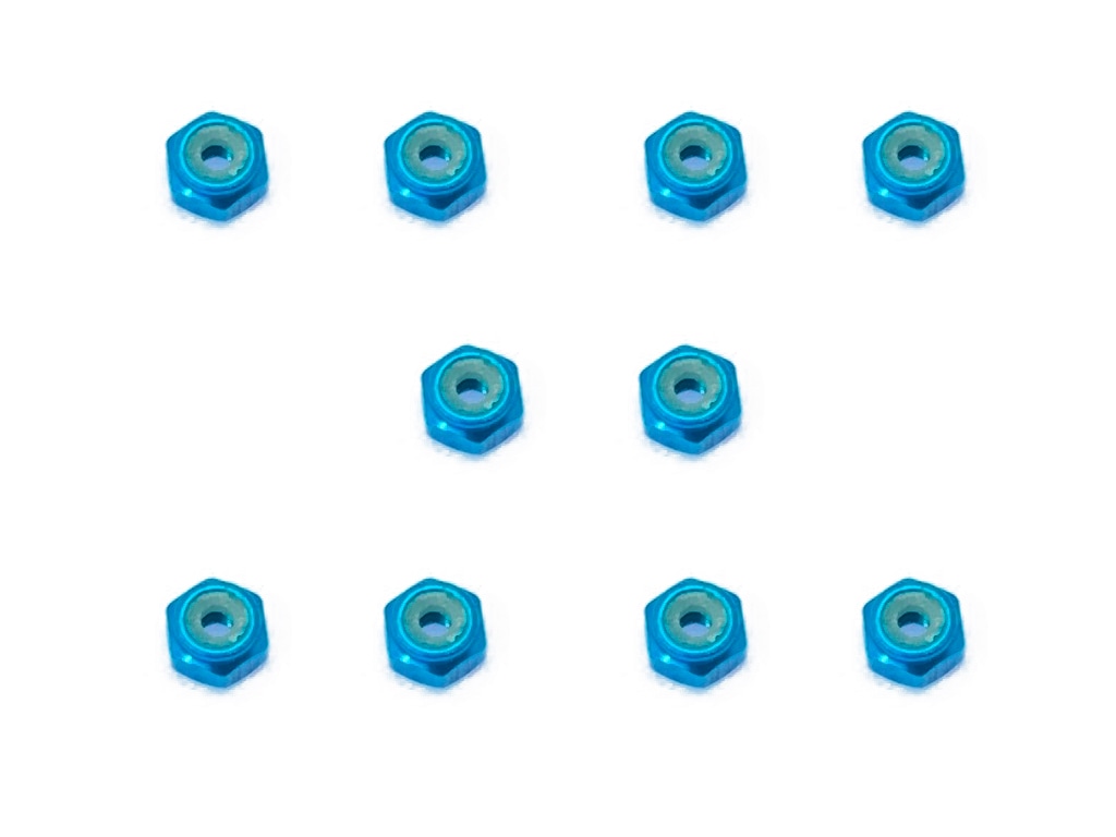 Aluminum Thin Nylon-Insert Nut M2 (Light Blue) 10pcs M2